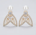Zircon Stone Pearl Detail Earrings